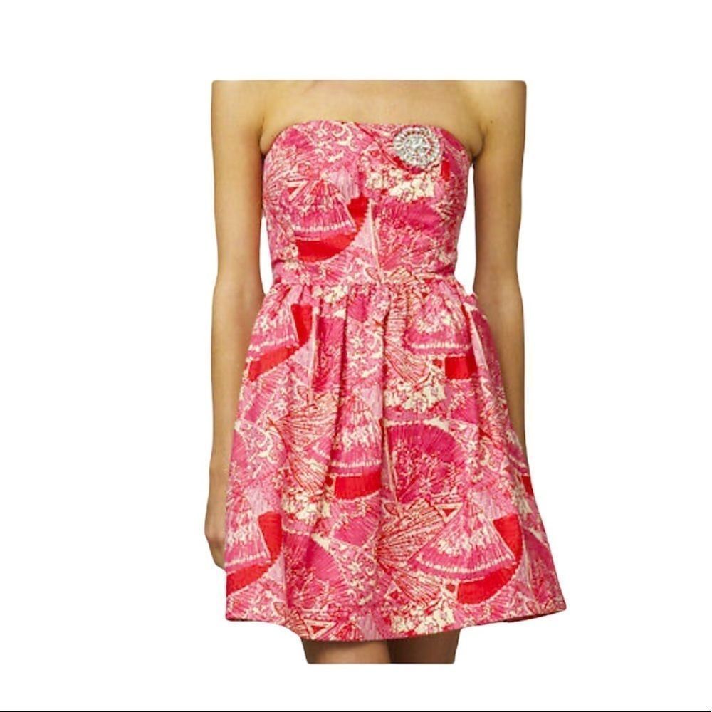 🆕 LILLY PULITZER Sari Dress Printed It’s Getting Hot in Here Punch Pink 4 New